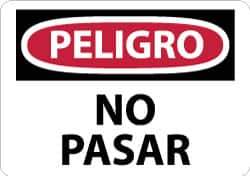 NMC - "Peligro - No Pasar", 10" Long x 14" Wide, Aluminum Safety Sign - Rectangle, 0.04" Thick, Use for Security & Admittance - Industrial Tool & Supply