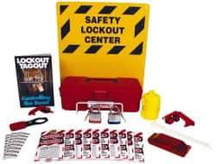 NMC - 1 Piece, Empty Tag and Padlock / Hasp Station - 14 Inch Wide x 16 Inch High, Black on Yellow - Industrial Tool & Supply
