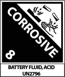 NMC - Corrosive 8 Battery Fluid, Acid Un2796 Shipping Label - 4-3/4" High x 4" Wide - Industrial Tool & Supply
