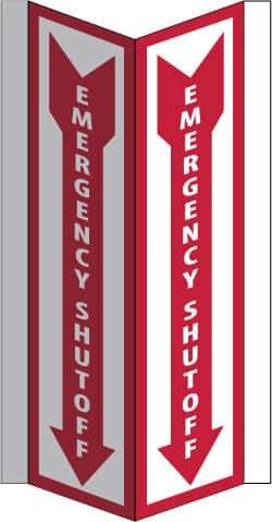 NMC - "Emergency Shut-Off", 16" Long x 8-3/4" Wide, Rigid Plastic Safety Sign - Rectangle, 0.125" Thick, Use for Accident Prevention - Industrial Tool & Supply