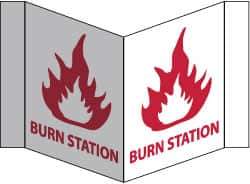 NMC - "Burn Station", 8" Long x 14-1/2" Wide, Rigid Plastic Safety Sign - Rectangle, 0.125" Thick, Use for First Aid - Industrial Tool & Supply