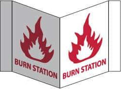 NMC - "Burn Station", 8" Long x 14-1/2" Wide, Rigid Plastic Safety Sign - Rectangle, 0.125" Thick, Use for First Aid - Industrial Tool & Supply