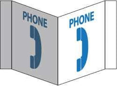 NMC - "Phone", 8" Long x 14-1/2" Wide, Rigid Plastic Safety Sign - Rectangle, 0.125" Thick, Use for Security & Admittance - Industrial Tool & Supply