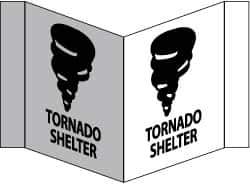 NMC - "Tornado Shelter", 8" Long x 14-1/2" Wide, Rigid Plastic Safety Sign - Rectangle, 0.125" Thick, Use for Accident Prevention - Industrial Tool & Supply