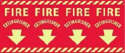 NMC - Fire Extinguisher, Pressure Sensitive Vinyl Fire Sign - 24" Wide x 12" High, Glow-in-the-Dark - Industrial Tool & Supply