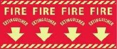 NMC - Fire Extinguisher, Pressure Sensitive Vinyl Fire Sign - 24" Wide x 12" High, Glow-in-the-Dark - Industrial Tool & Supply