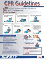 NMC - 18" Wide x 24" High Laminated Paper CPR Information Poster - English - Industrial Tool & Supply
