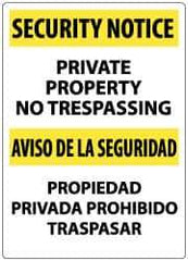 NMC - "Security Notice - Private Property - No Trespassing", 20" Long x 14" Wide, Aluminum Safety Sign - Rectangle, 0.05" Thick, Use for Security & Admittance - Industrial Tool & Supply