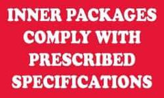 NMC - Inner Packages Comply with Prescribed Specifications DOT Shipping Label - 3" High x 5" Wide - Industrial Tool & Supply