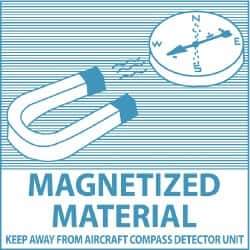 NMC - Magnetized Material - Keep Away From Aircraft Compass Detector Unit DOT Shipping Label - 4" High x 4" Wide - Industrial Tool & Supply