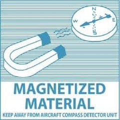 NMC - Magnetized Material - Keep Away From Aircraft Compass Detector Unit DOT Shipping Label - 4" High x 4" Wide - Industrial Tool & Supply
