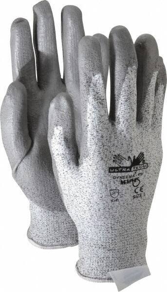 MCR Safety - Size L (9), ANSI Cut Lvl 2, Polyurethane Coated Cut Resistant Gloves - Palm & Fingers Coated, Dyneema Lining, Knit Wrist, Salt & Pepper/Gray, Paired - Industrial Tool & Supply