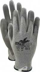 MCR Safety - Size M (8), ANSI Cut Lvl 2, Polyurethane Coated Cut Resistant Gloves - Palm & Fingers Coated, Dyneema Lining, Knit Wrist, Salt & Pepper/Gray, Paired - Industrial Tool & Supply