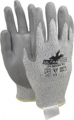 MCR Safety - Size S (7), ANSI Cut Lvl 2, Polyurethane Coated Cut Resistant Gloves - Palm & Fingers Coated, Dyneema Lining, Knit Wrist, Salt & Pepper/Gray, Paired - Industrial Tool & Supply
