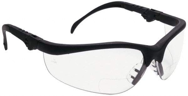 MCR Safety - +2, Clear Lenses, Scratch Resistant, Framed Magnifying Safety Glasses - UV Protection, Adjustable Temples, Black Plastic Frame, ANSI Z87.1+ - Industrial Tool & Supply