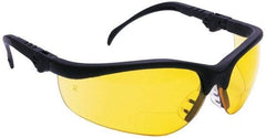 MCR Safety - +1.5, Amber Lenses, Scratch Resistant, Framed Magnifying Safety Glasses - UV Protection, Adjustable Temples, Black Plastic Frame, ANSI Z87.1+ - Industrial Tool & Supply