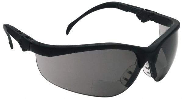 MCR Safety - +1.5, Gray Lenses, Scratch Resistant, Framed Magnifying Safety Glasses - UV Protection, Adjustable Temples, Black Plastic Frame, ANSI Z87.1+ - Industrial Tool & Supply