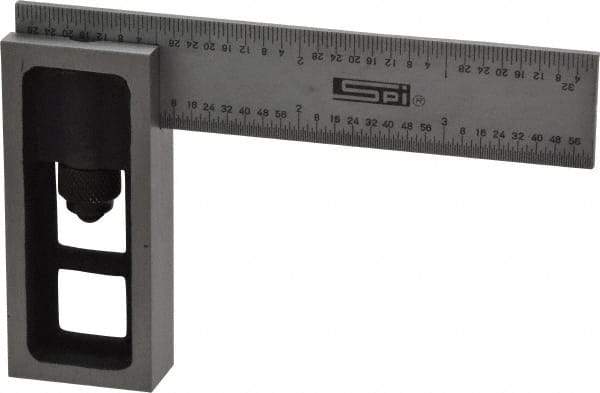 SPI - 4 Inch Long, 4R Double Square - 1/64, 1/32, 1/16 and 1/8 Inch Graduation, Hardened Steel - Industrial Tool & Supply