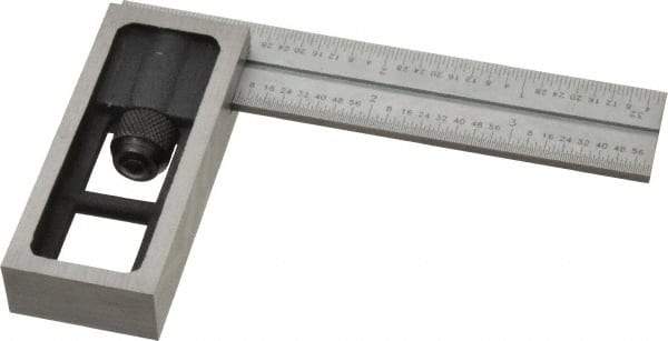 SPI - 4 Inch Long, 16R Double Square - 1/100, 1/64, 1/50 and 1/32 Inch Graduation, Hardened Steel - Industrial Tool & Supply