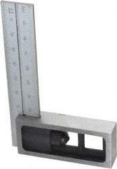 SPI - 4 Inch Long, English and Metric Double Square - 1/64 and 1/32 Inch Graduation, 0.5 and 1mm Graduation, Hardened Steel - Industrial Tool & Supply