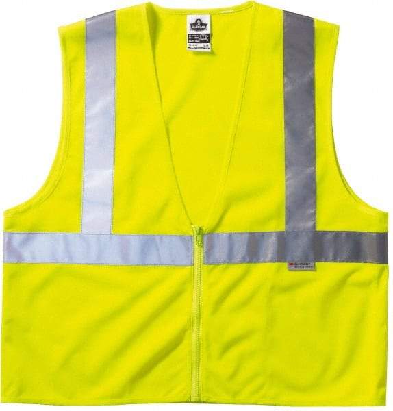 Ergodyne - Size 4X/5XL High Visibility Lime Mesh General Purpose Vest - 58 to 64" Chest, ANSI/ISEA 107, Zipper Closure, 3 Pockets, Polyester - Industrial Tool & Supply