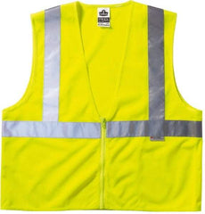 Ergodyne - Size S/M High Visibility Lime Mesh General Purpose Vest - 36 to 44" Chest, ANSI/ISEA 107, Zipper Closure, 3 Pockets, Polyester - Industrial Tool & Supply
