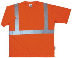 Ergodyne - Size 3XL, Orange, High Visibility, Short Sleeve T-Pocket, - 50 to 54" Chest, 1 Pocket, Polyester - Industrial Tool & Supply