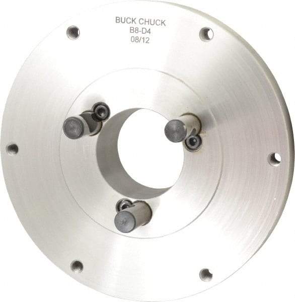 Buck Chuck Company - Adapter Back Plate for 8" Diam Self Centering Lathe Chucks - D1-4 Mount, 2.03" Through Hole Diam, 4.73mm ID, 8.13" OD, 1.068" Flange Height, Steel - Industrial Tool & Supply
