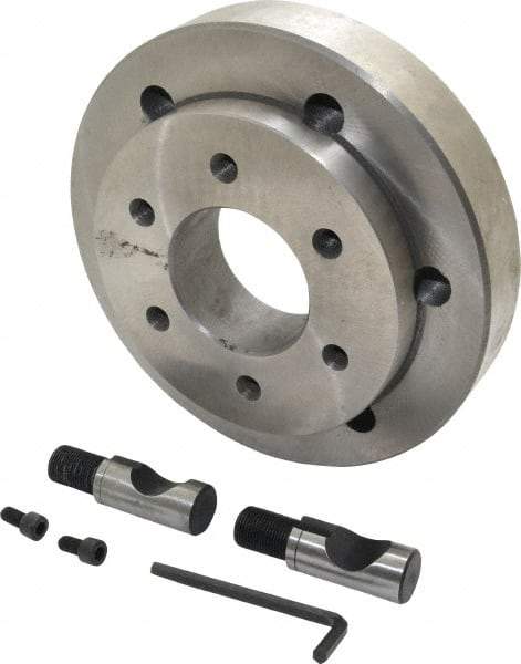 Buck Chuck Company - Adapter Back Plate for 10" Diam Self Centering Lathe Chucks - D1-8 Mount, 3.03" Through Hole Diam, 6.344mm ID, 8.03" OD, 1.566" Flange Height, Steel - Industrial Tool & Supply