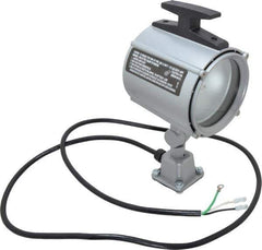 Electrix - 4 NEMA Rated, 12 VDC, 55 Watt, Spot Machine Light - Direct Mount, 5 Ft. Cord, 4-1/2 Inch Light Diameter, Gray - Industrial Tool & Supply