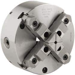 Buck Chuck Company - 4 Jaws, 8" Diam, Self Centering Manual Lathe Chuck - Front Mount, Adjustable, Reversible, 4,000 Max RPM, 2.37" Through Hole Diam, Forged Steel - Industrial Tool & Supply