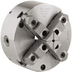 Buck Chuck Company - 4 Jaws, 10" Diam, Self Centering Manual Lathe Chuck - Front Mount, Adjustable, Reversible, 3,000 Max RPM, 3.23" Through Hole Diam, Forged Steel - Industrial Tool & Supply