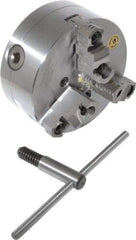 Bison - 3 Jaws, 6" Diam, Self Centering Manual Lathe Chuck - D1-4 Mount Spindle, Reversible, 4,500 Max RPM, 1.6535" Through Hole Diam, 0.0008" Axial Runout, 0.0012" Radial Runout, Forged Steel - Industrial Tool & Supply