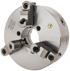 Bison - 3 Jaws, 10" Diam, Self Centering Manual Lathe Chuck - D1-8 Mount Spindle, Reversible, 3,500 Max RPM, 2.9921" Through Hole Diam, 0.001" Axial Runout, 0.0016" Radial Runout, Forged Steel - Industrial Tool & Supply