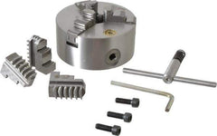 Bison - 3 Jaws, 5" Diam, Self Centering Manual Lathe Chuck - Plain Back Mount Spindle, 3,200 Max RPM, 1.2598" Through Hole Diam, 0.0008" Axial Runout, 0.0012" Radial Runout, Cast Iron - Industrial Tool & Supply