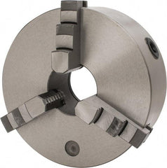 Interstate - 3 Jaws, 8" Diam, Self Centering Manual Lathe Chuck - Plain Back Mount Spindle, 2.5591" Through Hole Diam, 0.003" Axial Runout, Cast Iron - Industrial Tool & Supply