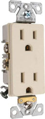 Cooper Wiring Devices - 125 VAC, 15 Amp, 5-15R NEMA Configuration, Ivory, Industrial Grade, Self Grounding Duplex Receptacle - 1 Phase, 2 Poles, 3 Wire, Flush Mount, Chemical and Impact Resistant - Industrial Tool & Supply