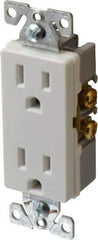 Cooper Wiring Devices - 125 VAC, 15 Amp, 5-15R NEMA Configuration, White, Industrial Grade, Self Grounding Duplex Receptacle - 1 Phase, 2 Poles, 3 Wire, Flush Mount, Chemical and Impact Resistant - Industrial Tool & Supply
