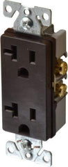 Cooper Wiring Devices - 125 VAC, 20 Amp, 5-20R NEMA Configuration, Brown, Industrial Grade, Self Grounding Duplex Receptacle - 1 Phase, 2 Poles, 3 Wire, Flush Mount, Chemical and Impact Resistant - Industrial Tool & Supply