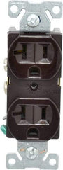Cooper Wiring Devices - 125 VAC, 20 Amp, 5-20R NEMA Configuration, Brown, Specification Grade, Self Grounding Duplex Receptacle - 1 Phase, 2 Poles, 3 Wire, Flush Mount - Industrial Tool & Supply