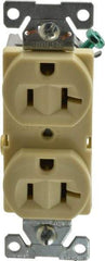 Cooper Wiring Devices - 125 VAC, 20 Amp, 5-20R NEMA Configuration, Ivory, Specification Grade, Self Grounding Duplex Receptacle - 1 Phase, 2 Poles, 3 Wire, Flush Mount - Industrial Tool & Supply