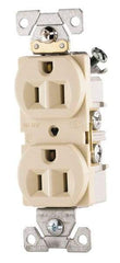 Cooper Wiring Devices - 125 VAC, 15 Amp, 5-15R NEMA Configuration, Ivory, Specification Grade, Self Grounding Duplex Receptacle - 1 Phase, 2 Poles, 3 Wire, Flush Mount - Industrial Tool & Supply