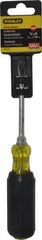 Stanley - 1/4" Blade Width, 8-1/4" OAL Standard Slotted Screwdriver - 4" Blade Length, Round Shank, Acetate with Rubber Grip Handle - Industrial Tool & Supply