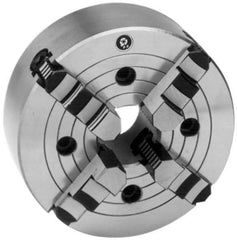 Interstate - 4 Jaws, 16" Diam, Independent Manual Lathe Chuck - D1-8 Mount Spindle, Reversible, 4.921" Through Hole Diam, Cast Iron - Industrial Tool & Supply