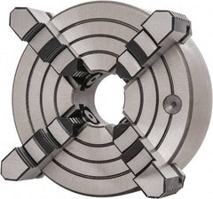 Interstate - 4 Jaws, 8" Diam, Independent Manual Lathe Chuck - D1-5 Mount Spindle, Reversible, 2.165" Through Hole Diam, Cast Iron - Industrial Tool & Supply