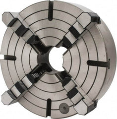 Interstate - 4 Jaws, 12" Diam, Independent Manual Lathe Chuck - D1-6 Mount Spindle, Reversible, 3.74" Through Hole Diam, Cast Iron - Industrial Tool & Supply