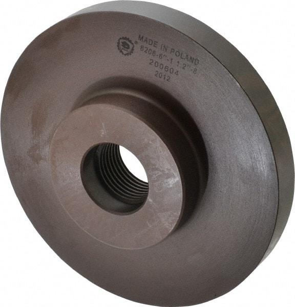 Bison - Adapter Back Plate for 6" Diam Self Centering Lathe Chucks - 1-1/2 - 8 Mount, 1-1/2" Through Hole Diam, 3.189mm ID, 6.535" OD, 0.787" Flange Height, Cast Iron - Industrial Tool & Supply