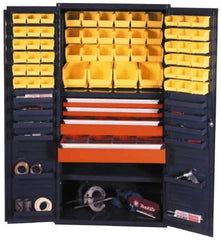 Durham - 13 Shelf 52 Bin Storage Cabinet - Steel, 36" Wide x 24" Deep x 72" High, Gray - Industrial Tool & Supply
