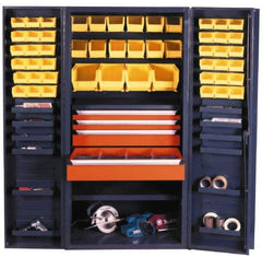 Durham - 13 Shelf 58 Bin Storage Cabinet - Steel, 36" Wide x 24" Deep x 72" High, Gray - Industrial Tool & Supply