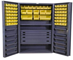 Durham - 13 Shelf 72 Bin Storage Cabinet - Steel, 48" Wide x 24" Deep x 72" High, Gray - Industrial Tool & Supply